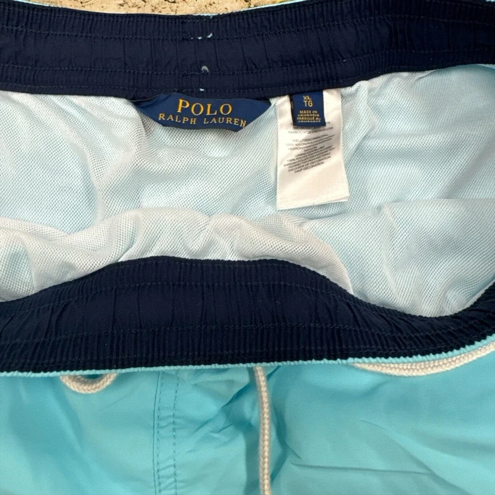 🔥Polo‎ Ralph 🔥Lauren Xl-T Aqua Blue Mens Drawstring Swimtrunks Short Big Tall